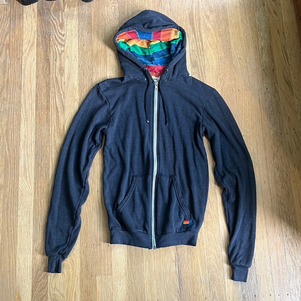 Aviator Nation ✨rare✨ rainbow hoodie quilted lining, M (fits S or XS) - Picture 9 of 9